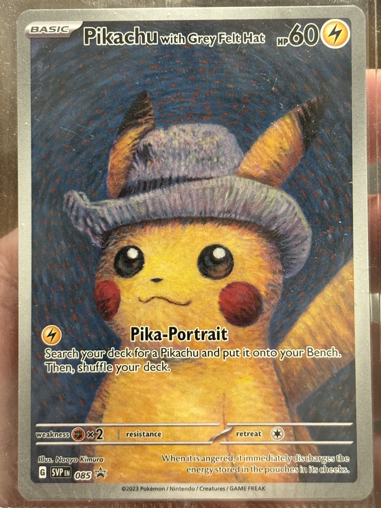 Pokémon Vang Gogh Pikachu with Grey Felt Hat 