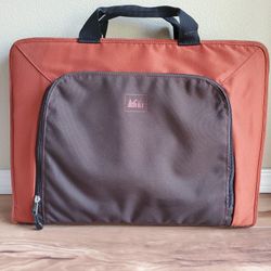 REI 15 Inch Laptop Bag Brown Orange Briefcase Lap Desk Computer Work Commuter School Unisex