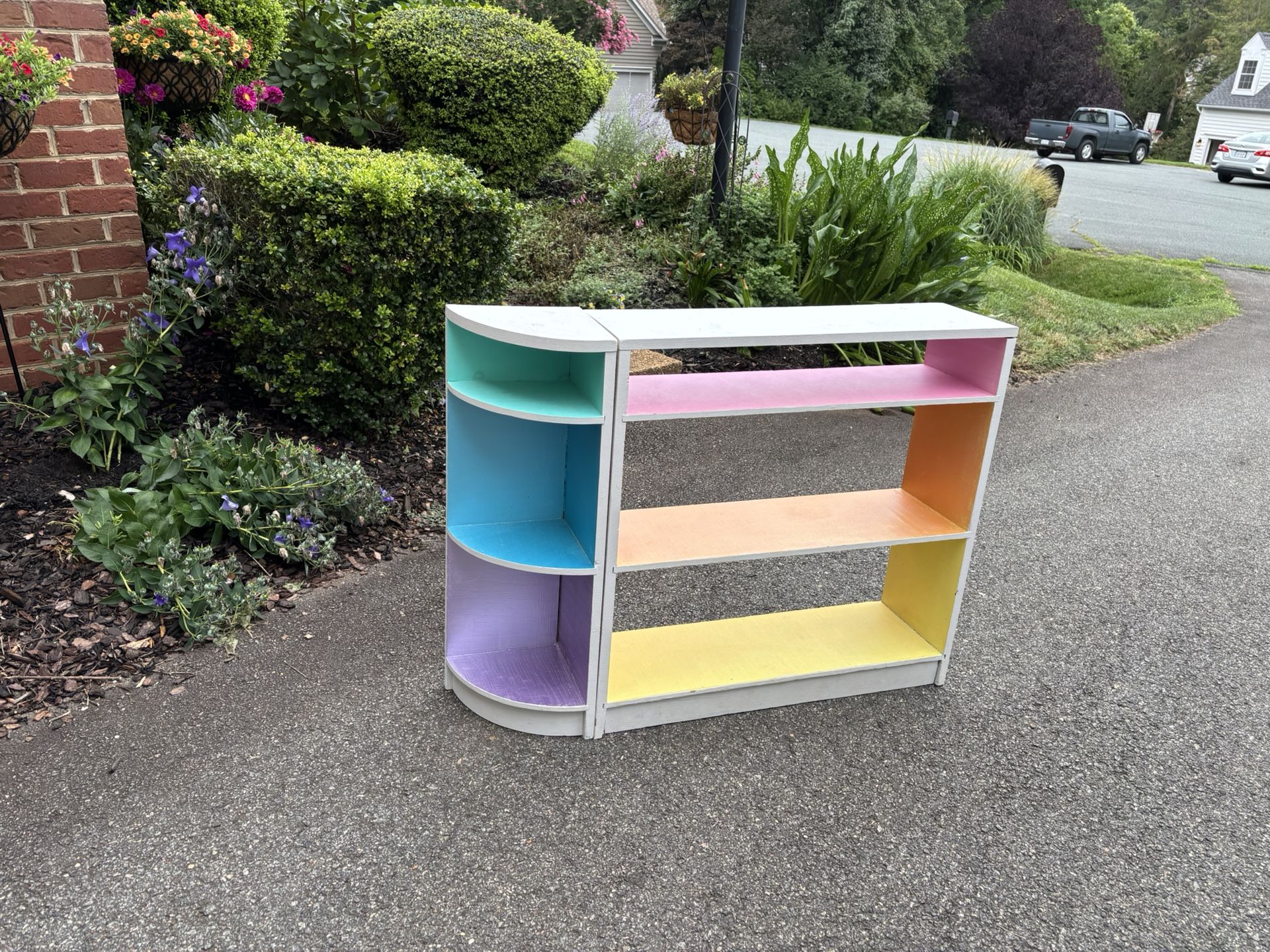 bookshelf With Rainbow Colored Shelves