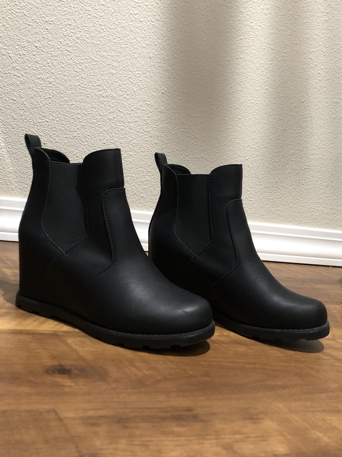 black high heel ankle boots