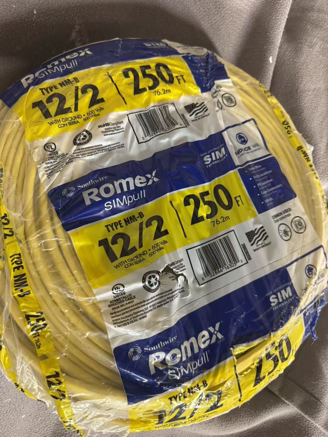 romex 12/2 250ft 105$