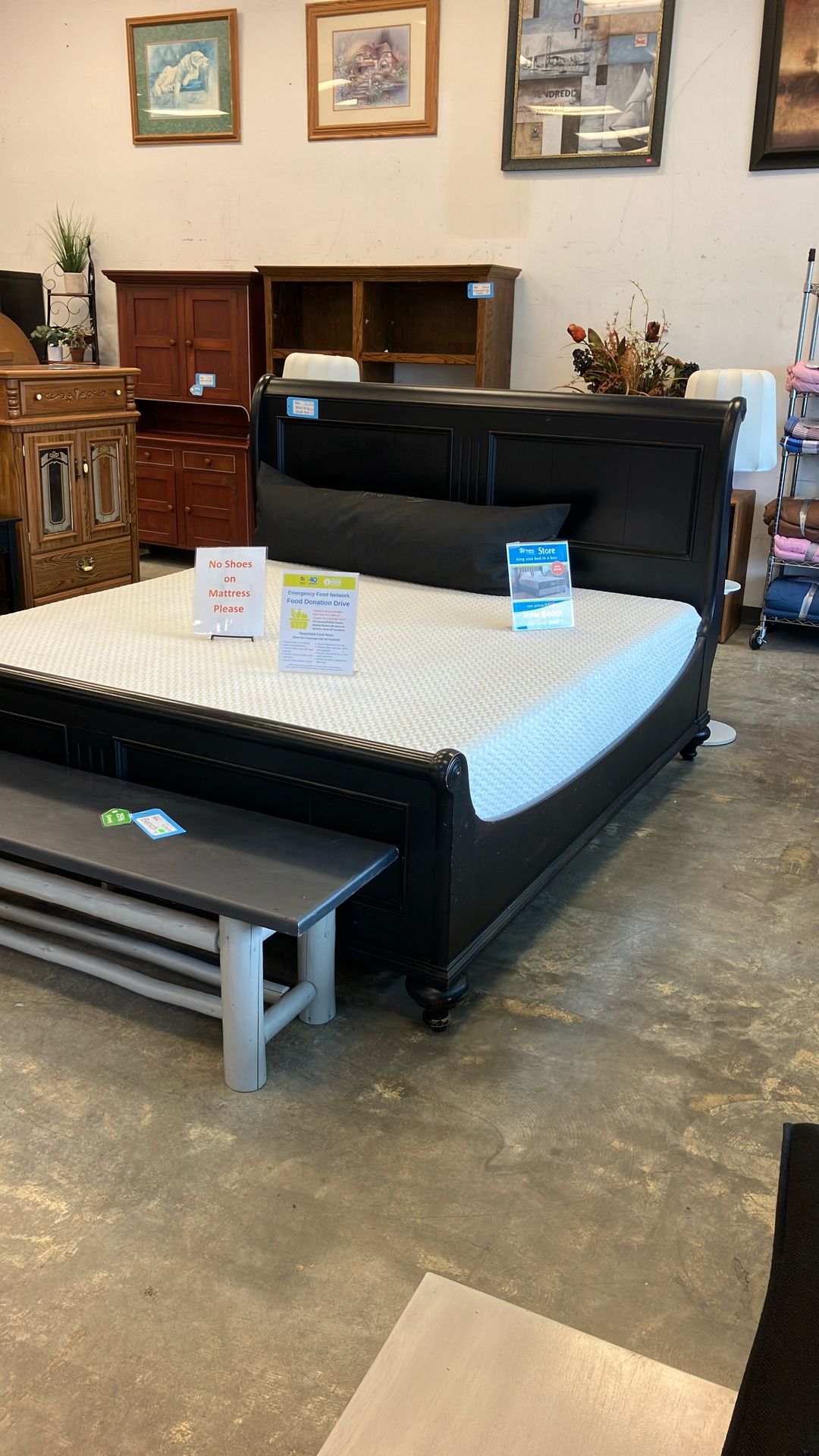 King Sleigh Bed - Black