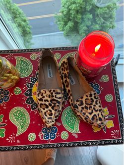 Steve Madden Leopard Print Calf Hair Loafers | Pointed Toe | Size 5