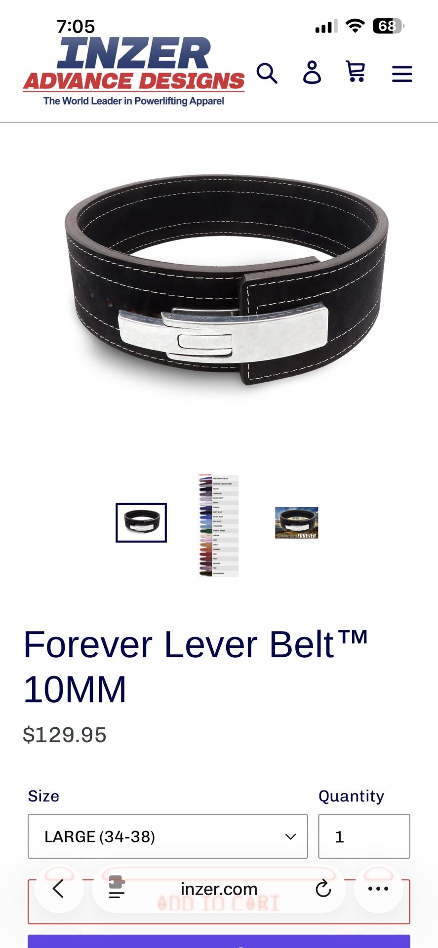 Inzer Forever Lever Belt™ 10MM Large