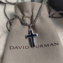David Yurman Exotic Stone Cross With Black Onyx