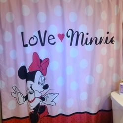 Minnie Mouse Shower Curtain With 12 Hooks
