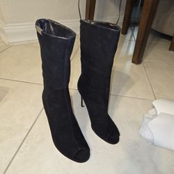 Calvin Klein Black Suede Heeled Boots Size 7.5