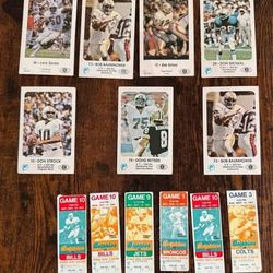 Vintage Miami Dolphins Memorabilia NFL Cards Tickets $35 for All xox