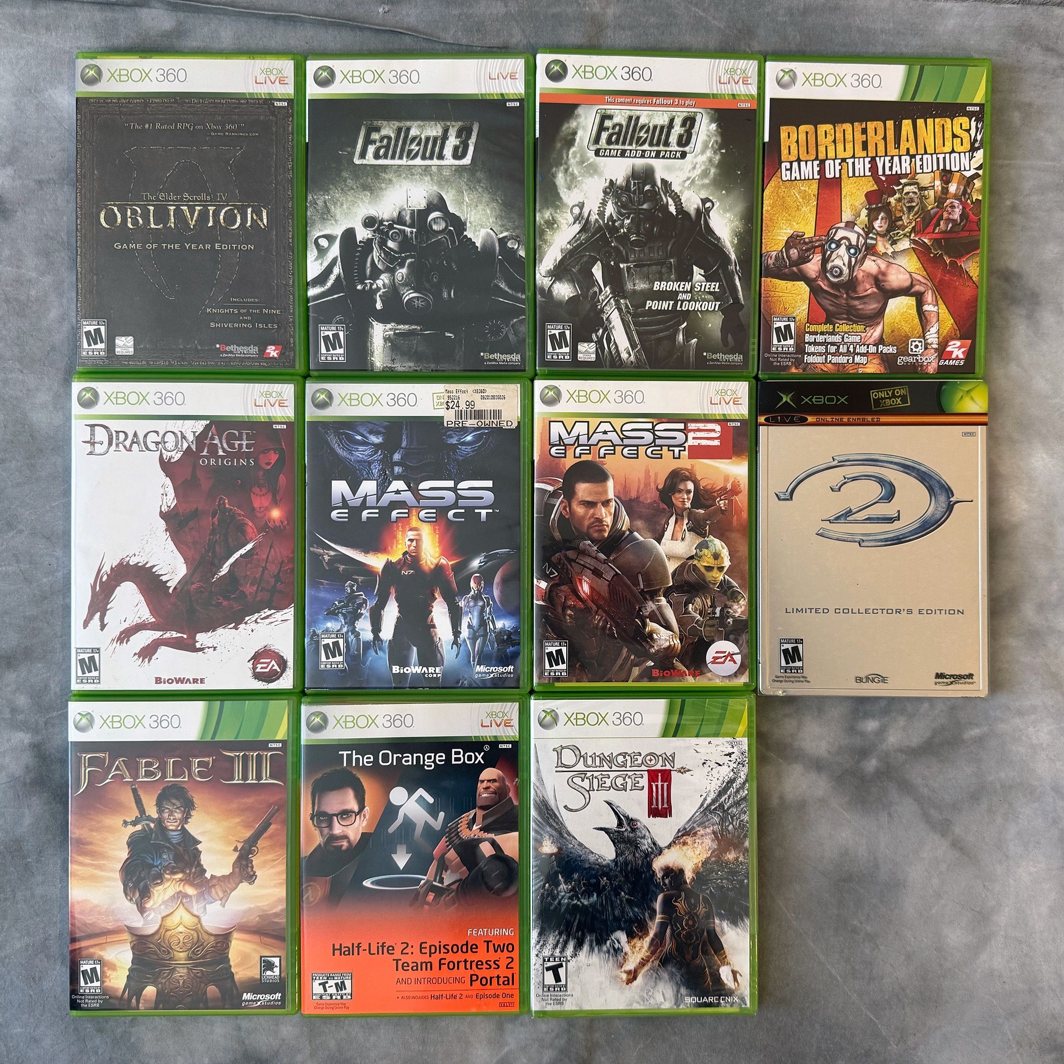 XBOX 360 Game Lot - Mass Effect, Dragon Age, Halo 2 Limited & More