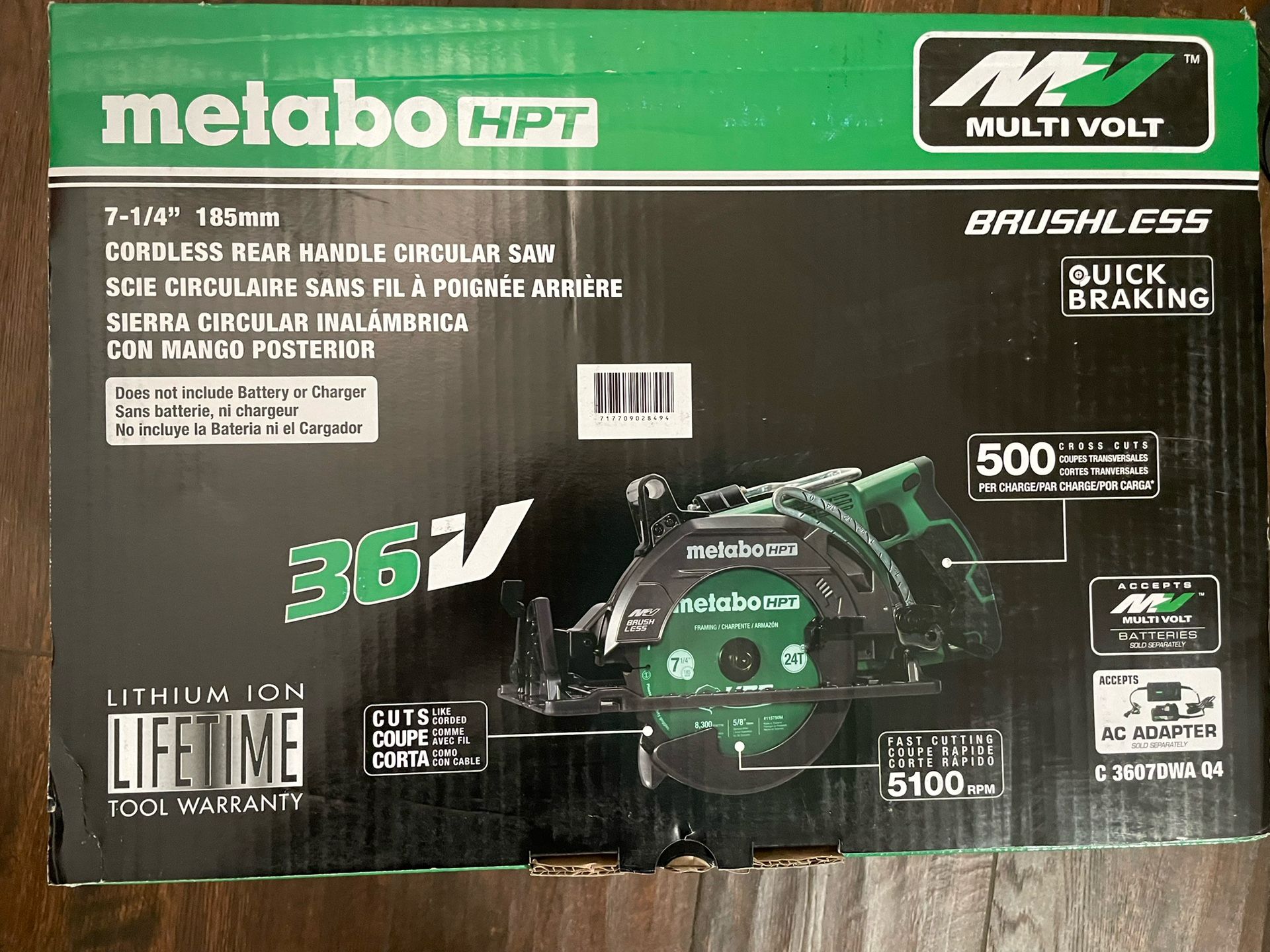 Metabo HPT 36V 7 1/4 Rear Handle Circular Saw Brand New