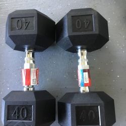 40 Lbs Dumbbells Rubber Hex