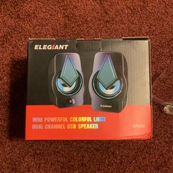 Elegiant SR600 Mini Powerful Colorful Light Dual Channel USB Speaker
