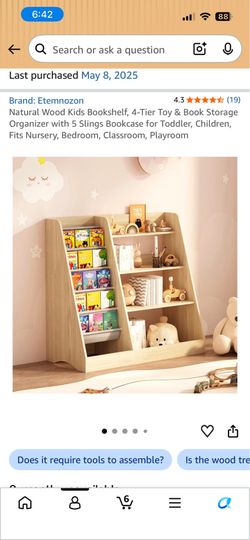 Kids toy shelf organizer wooden with book storage