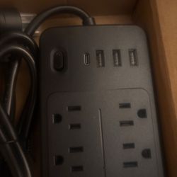 Black Power Strip with USB Ports