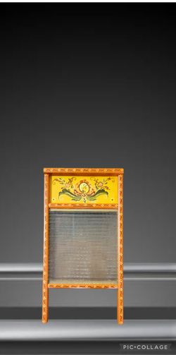 Folk Art Painted Heavy Washboard