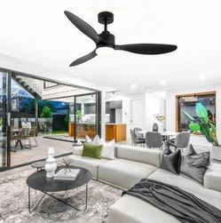 Breezary Sawyer 52" Black Modern LED Ceiling Fan w/ Remote (30007-BK)
