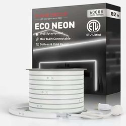 Shine Decor LED Rope Lights AC 120V, Connectable & Cuttable Dotless 120LEDs/M Eco Neon Strip Lighting, ETL IP65 Waterproof & Weather-Resistant for Hom