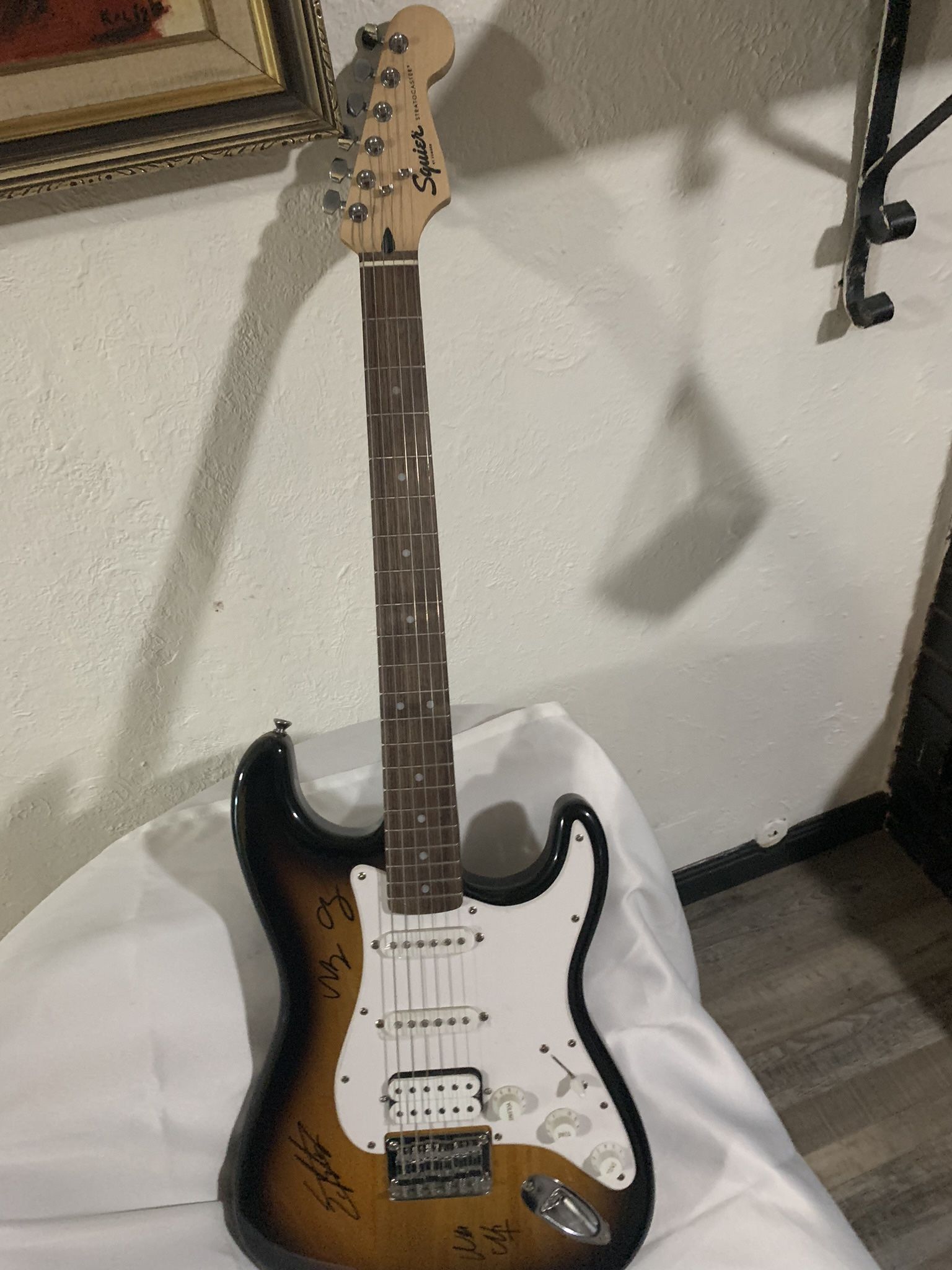Autographed Squire Guitar By The Band Rebelution