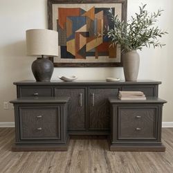 Unique Dark Bronze Broyhill Premiere Dresser & 2 Nightstands Set – Solid Wood, Bedroom Furniture Set