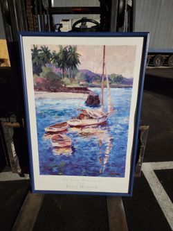Framed Michael Hallinan "Palm Harbor" Coastal Art Print