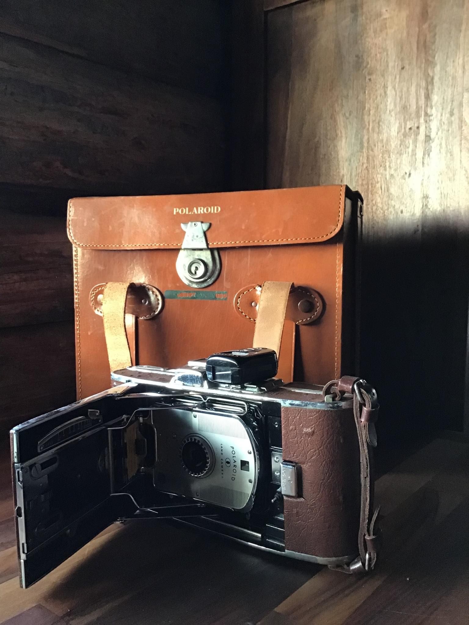 Vintage Polaroid Flash Camera With Leather Case