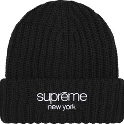 Supreme Chunky Rib Classic Logo Beanie Black FW24