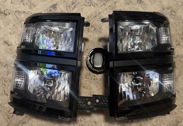 14-15 Chevy Silverado Black Clear Reflector Headlights