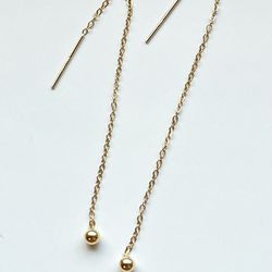 Chic 14K Gold Filled Chain Drop Bead Earrings