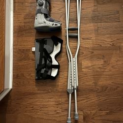 Crutches, knee Brace, Foot Boot