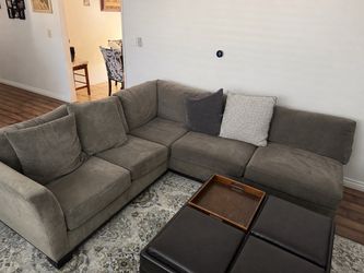 Gray Fabric L-Shaped Sectional Sofa