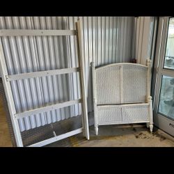 White Rattan Twin Bed Frame