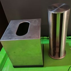 Stainless Steel Tissue Box Cover and  Cotton Pads Holder w/lid 
