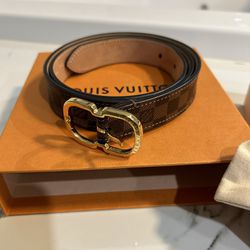 Authentic Louis Vuitton Women’s Belt Canvas Brown Mini 25mm Belt 80/32 M9744