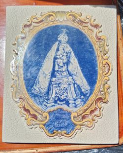 SIGNED Maria João Pires Portuguese Azulejo Tile – Our Lady of Sameiro