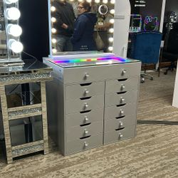 Black Friday Sale! Grey/Black/Pink Vanity Cabinet With LED Mirror