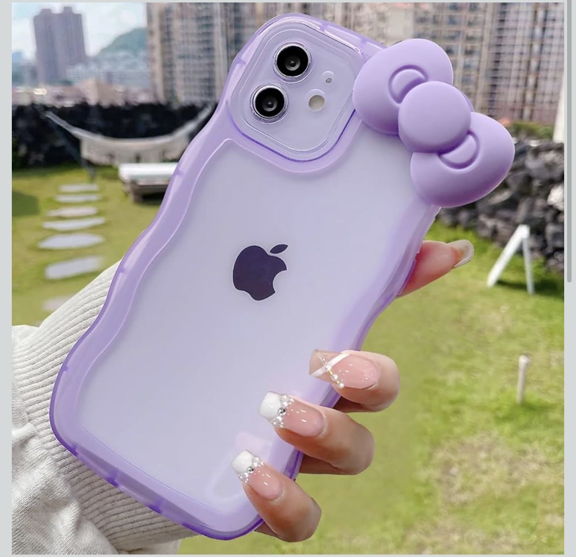 iPhone 14 Purple Sparkly Bow Phone Case