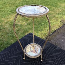 Cool Artistic Metal And Stone Side Table!! Indoor Or Outdoor Use!! 