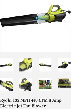 Ryobi 135 MPH 440 CFM 8 Amp Electric Jet Fan Blower