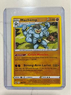 Machamp Pokémon card in sleeve.