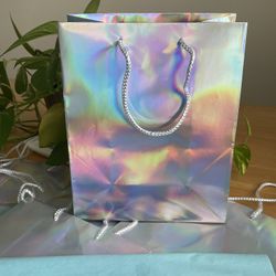 10 Holographic Gift Bags w/ paper 