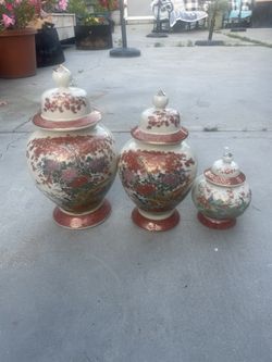 Mother’s Day Gift Gorgeous Japanese Retro Vintage Chinoiserie Collectible  Ginger Jars