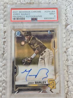 🔥2021 BOWMAN CHROME JORDY BARLEY PSA 9🔥