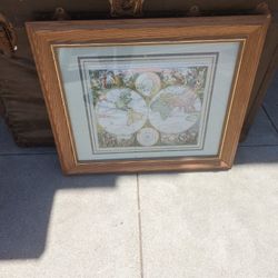 Vintage World Map Print Art Work Home Decor 