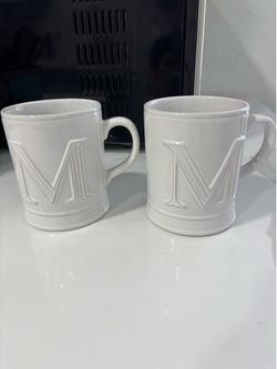 Pottery Barn mugs with initial M