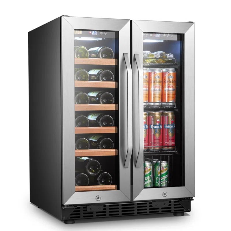 18 Bottle and 56 Can Dual Zone Freestanding Wine and Beverage Refrigerator