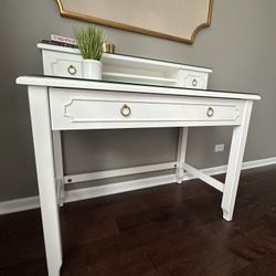 Pottery Barn 42” Writing Desk With Glass Top