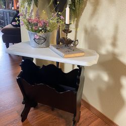 Vintage Side Table With Magazine /book Holder