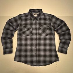 Pre Owned Excellent Dixxon Flannel Plaid Button Long Sleeve Black Gray Women Size Medium