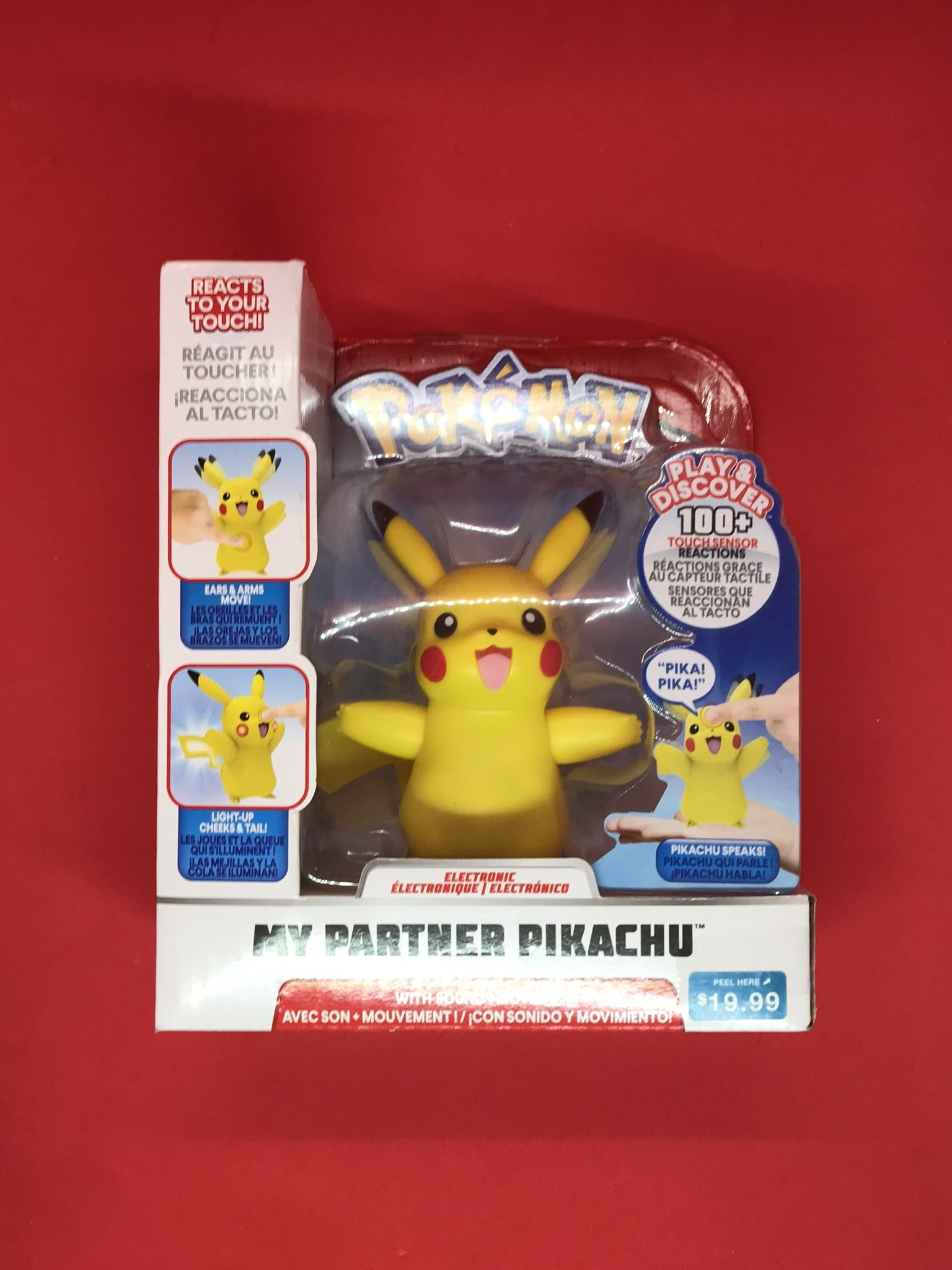 POKEMON MY PARTNER PIKACHU ELECTRONIC ACTION FIGURE SOUND MOTION 100+ REACTIONS