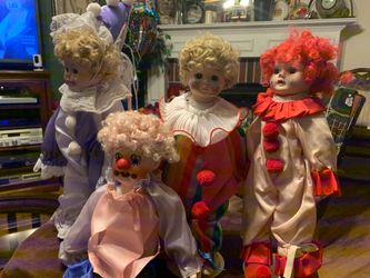 Vintage porcelain clown and jester lot of 4